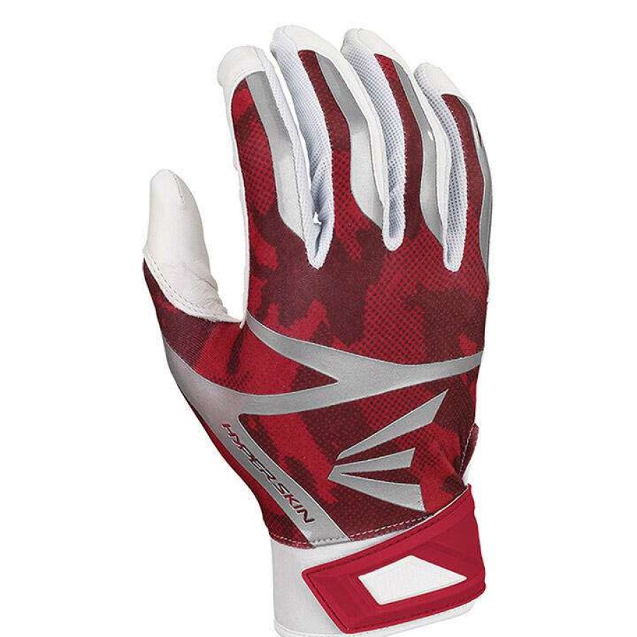 Batting Gloves * | Easton Z7 Hyperskin Youth Baseball Batting Gloves White / Red Basecamo Online