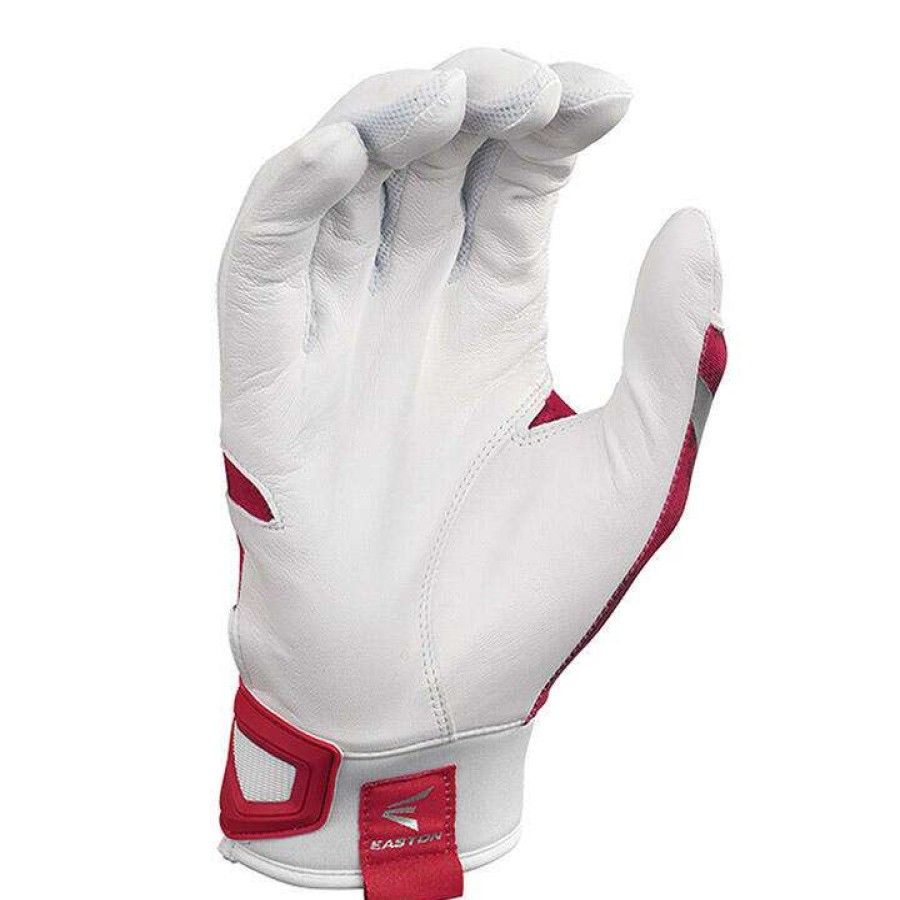 Batting Gloves * | Easton Z7 Hyperskin Youth Baseball Batting Gloves White / Red Basecamo Online