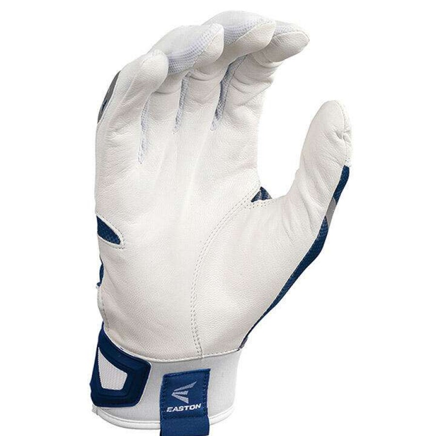 Batting Gloves * | Easton Z7 Hyperskin Youth Baseball Batting Gloves White /Navy Basecamo Outlet