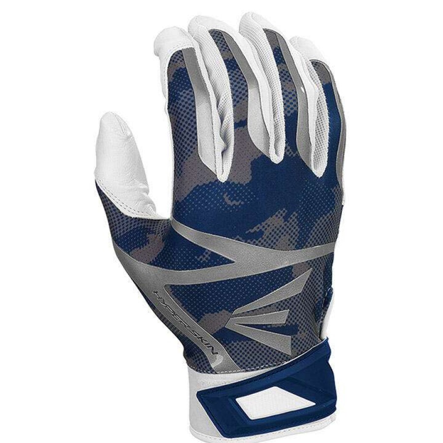 Batting Gloves * | Easton Z7 Hyperskin Youth Baseball Batting Gloves White /Navy Basecamo Outlet