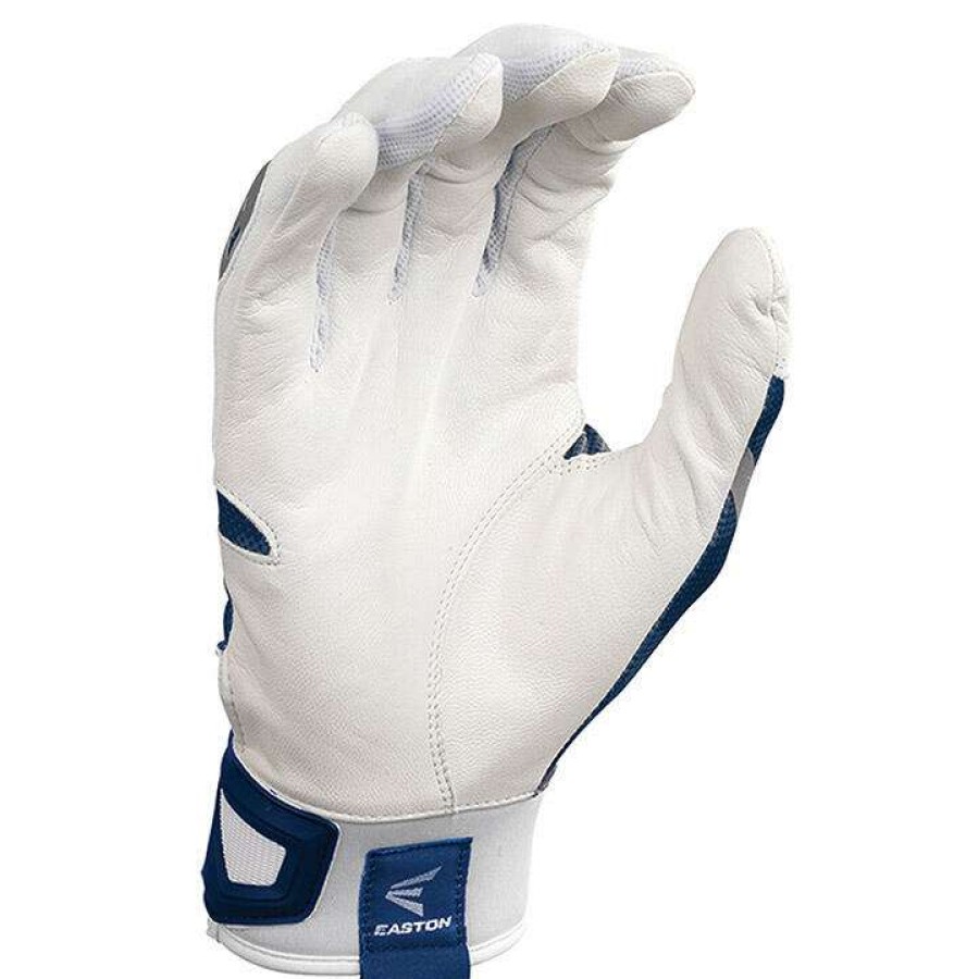 Batting Gloves * | Easton Z7 Hyperskin Baseball Batting Gloves White / Navy Basecamo Discount