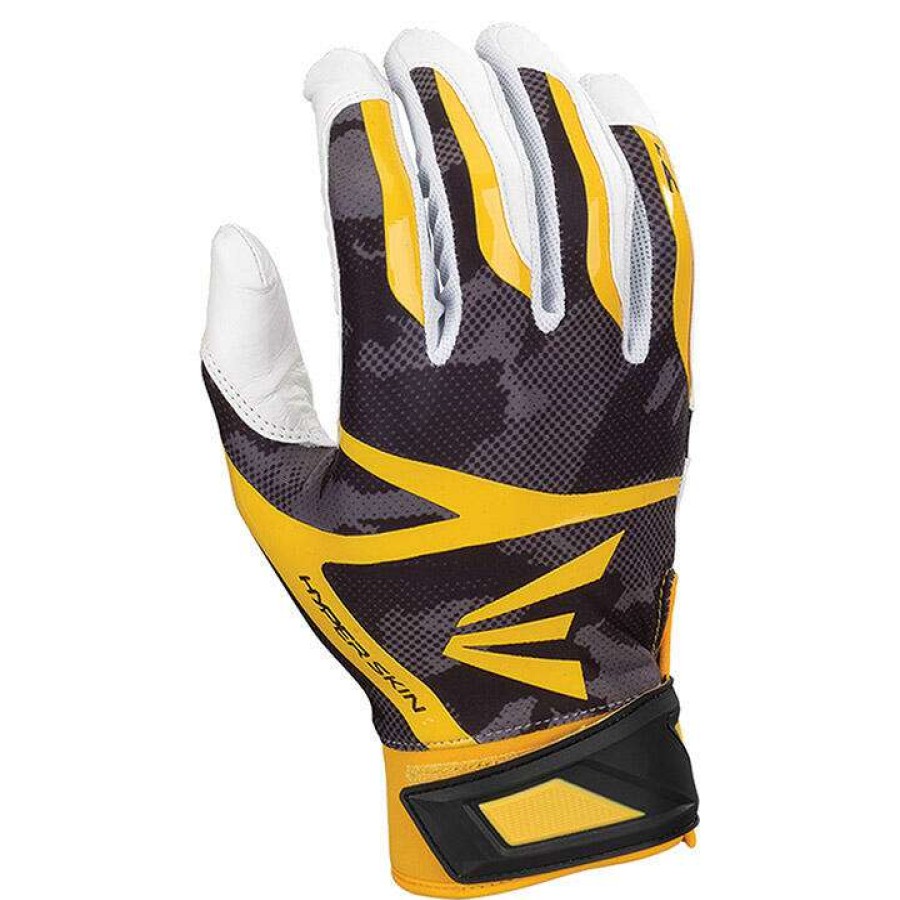 Batting Gloves * | Easton Z7 Hyperskin Baseball Batting Gloves White / Black / Gold Basecamo Discount