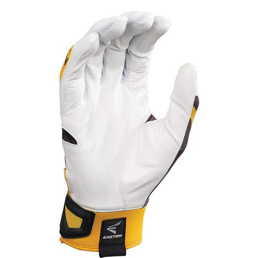 Batting Gloves * | Easton Z7 Hyperskin Baseball Batting Gloves White / Black / Gold Basecamo Discount