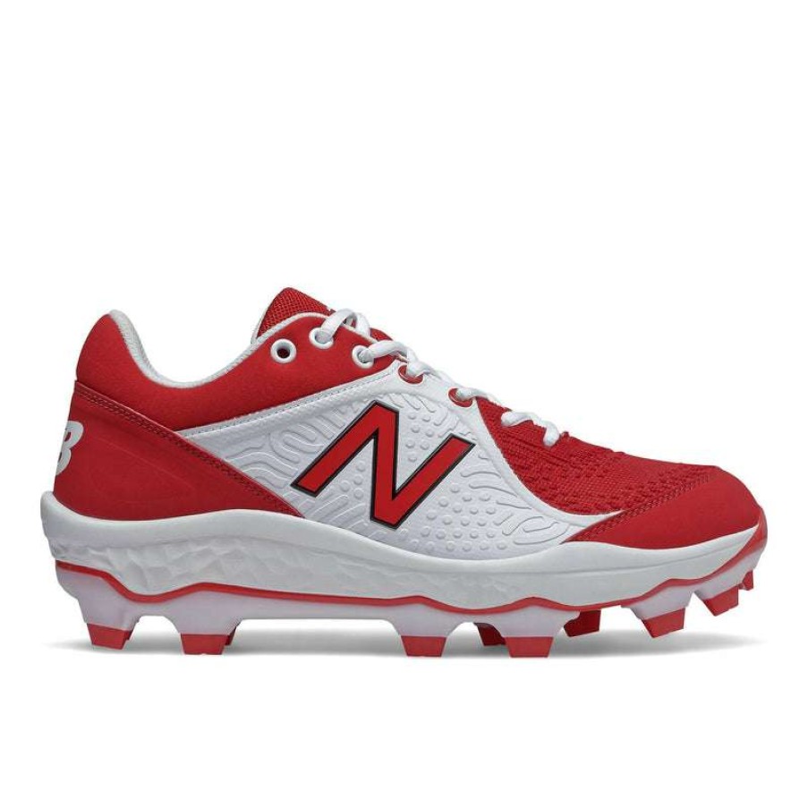 Baseball Cleats * | New Balance 3000 V5 Men'S Low-Cut Molded Baseball Cleats Red/White Outlet