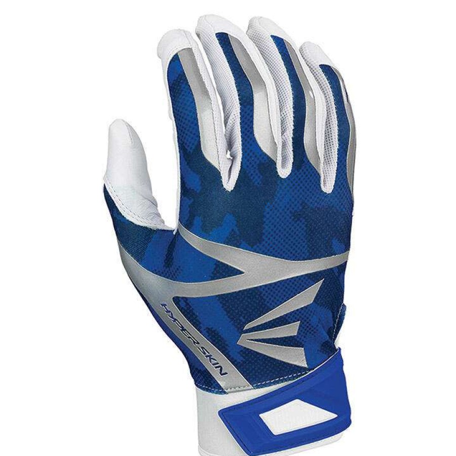 Batting Gloves * | Easton Z7 Hyperskin Baseball Batting Gloves White / Royal Basecamo Discount